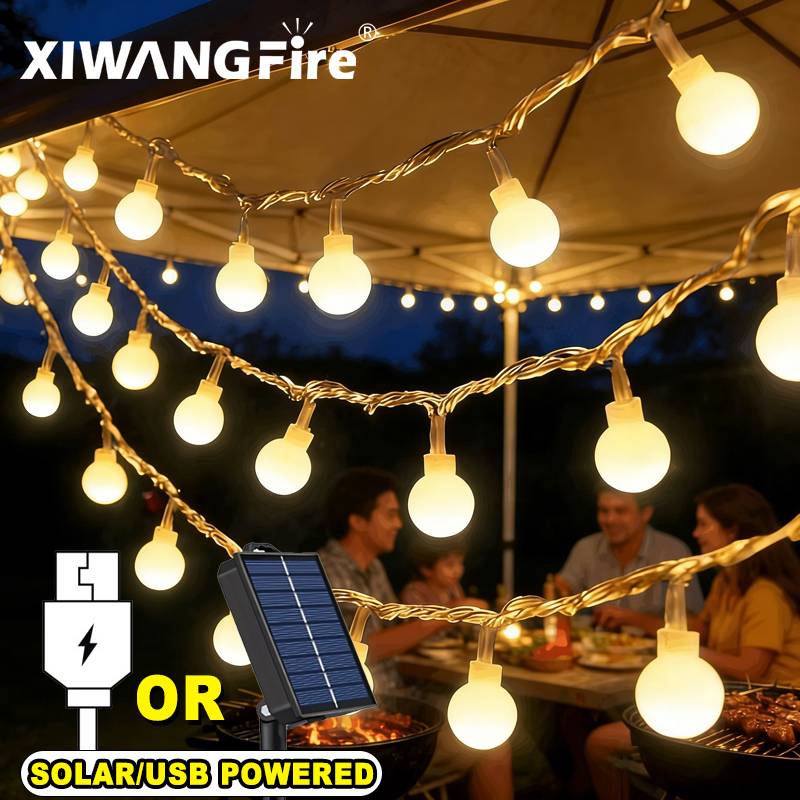 String Light Outdoor - أضواء خيطية تعمل بالطاقة الشمسية/USB/البطارية بطول