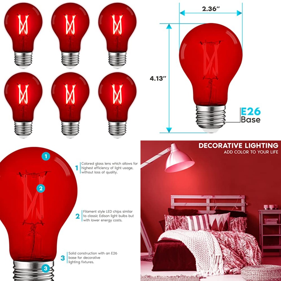 Lighting Decoration Outdoor - مصابيح LED إديسون A19، 4.5 واط
