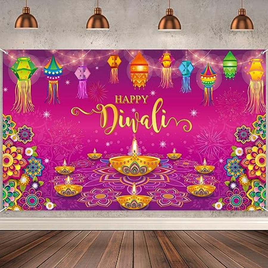 Lighting Decoration For Diwali - لافتة خلفية لتزيين ديوالي السعيدة للتعليق