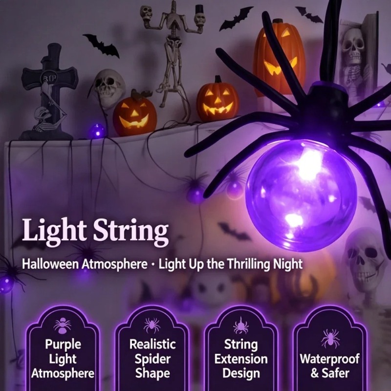 String Light Outdoor - أضواء LED على شكل عنكبوت تعمل