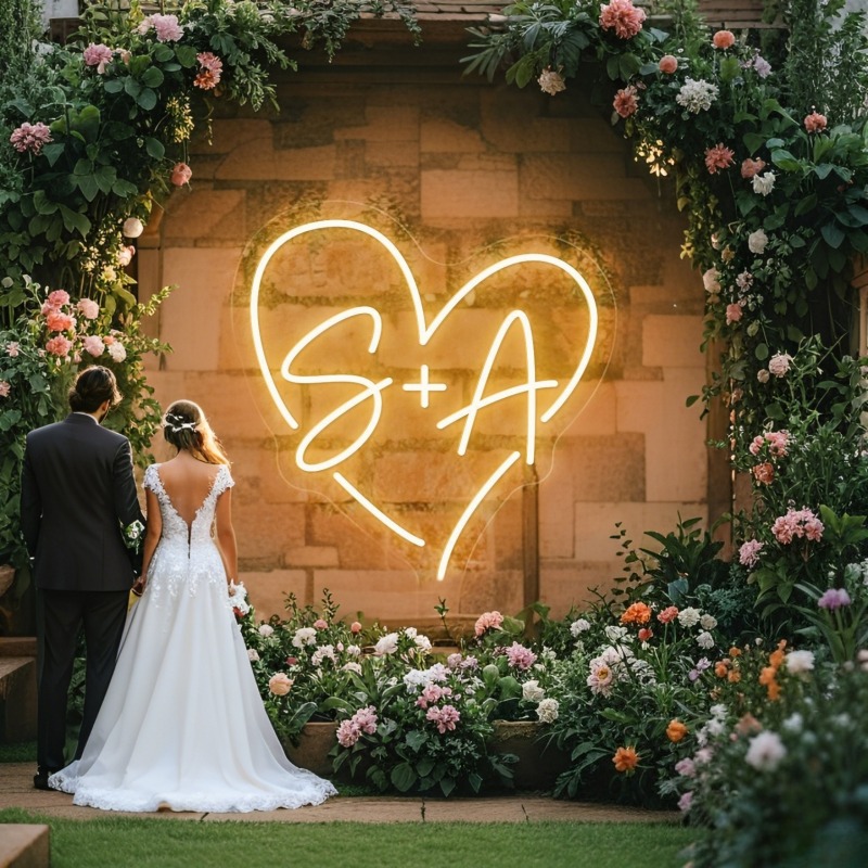 Lighting Decoration Wedding - مخصص الأحرف الأولى القلب LED النيون