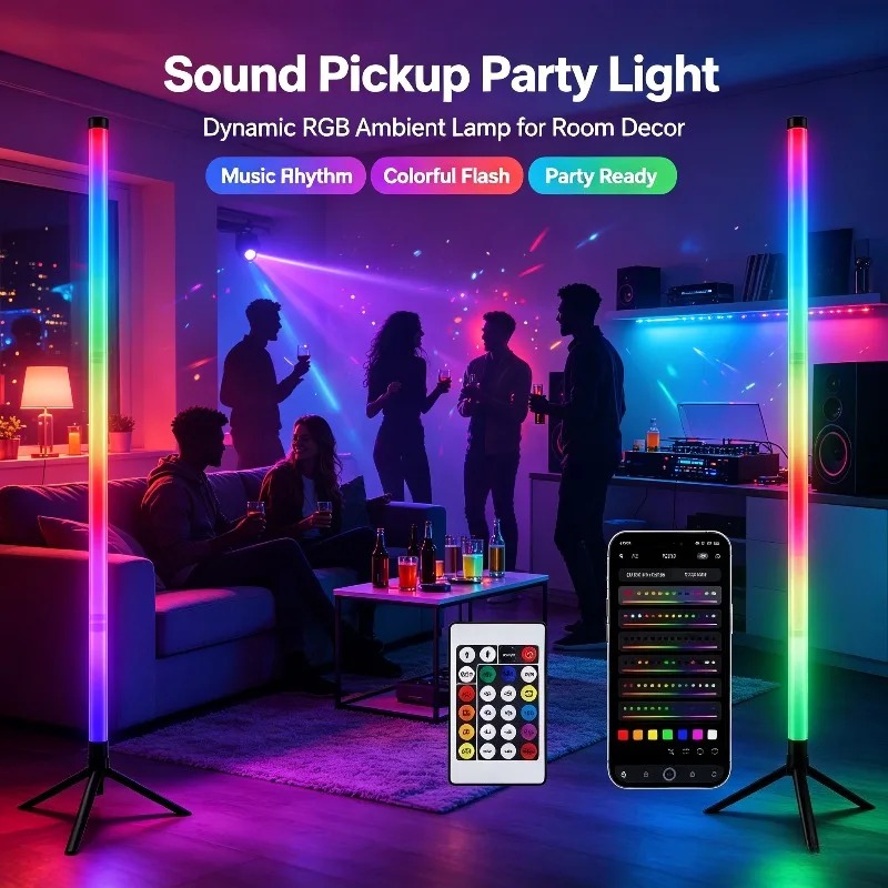 Lighting Design Decor - قطعتان من مصباح أرضي RGB بطول