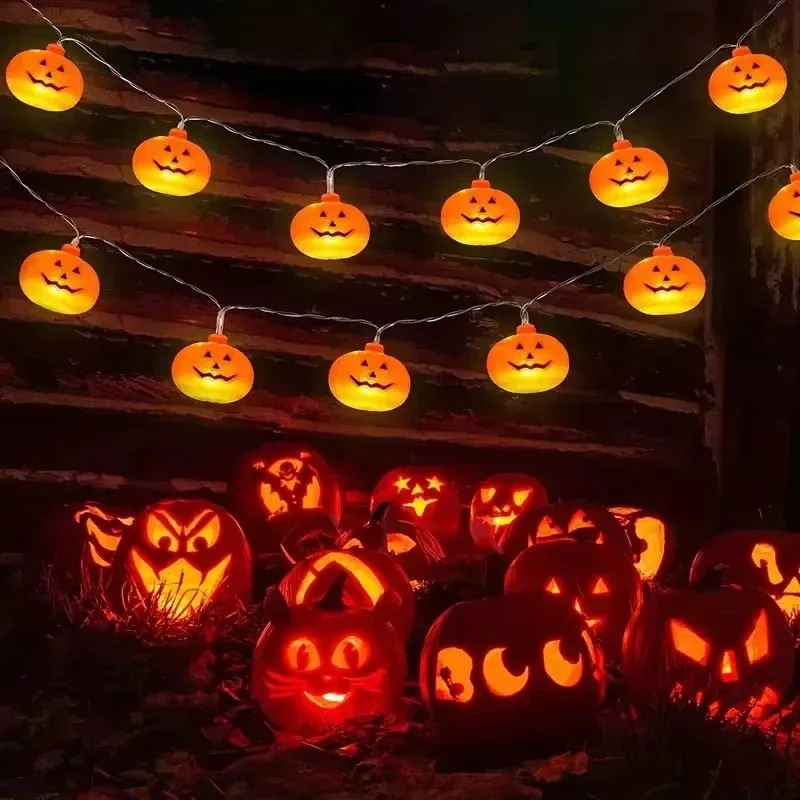 String Light Outdoor - أضواء زينة الهالوين على شكل اليقطين،