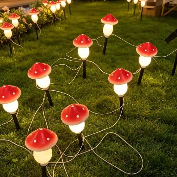 String Light Outdoor - أضواء زينة شمسية على شكل فطر