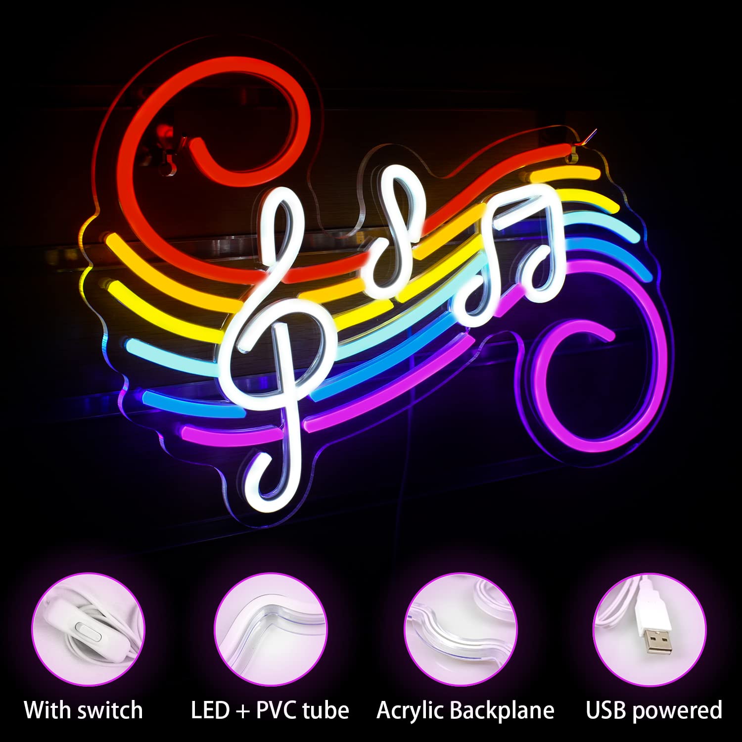 لافتة نيون على شكل نوتات موسيق - مراجعة Lighting Decoration Wedding وسعره