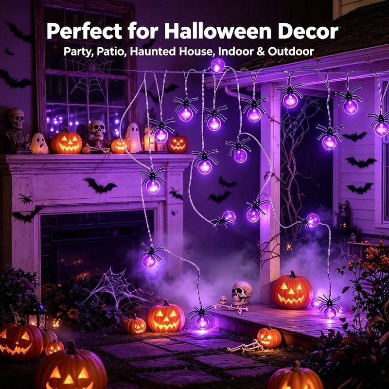 أضواء LED على شكل عنكبوت تعمل  - مراجعة String Light Outdoor وسعره