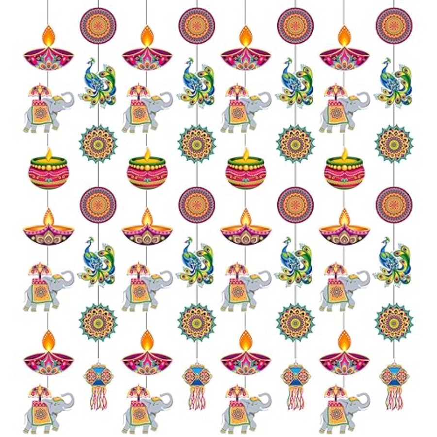 8 قطع زينة معلقة لعيد ديوالي ا - مراجعة Lighting Decoration For Diwali وسعره