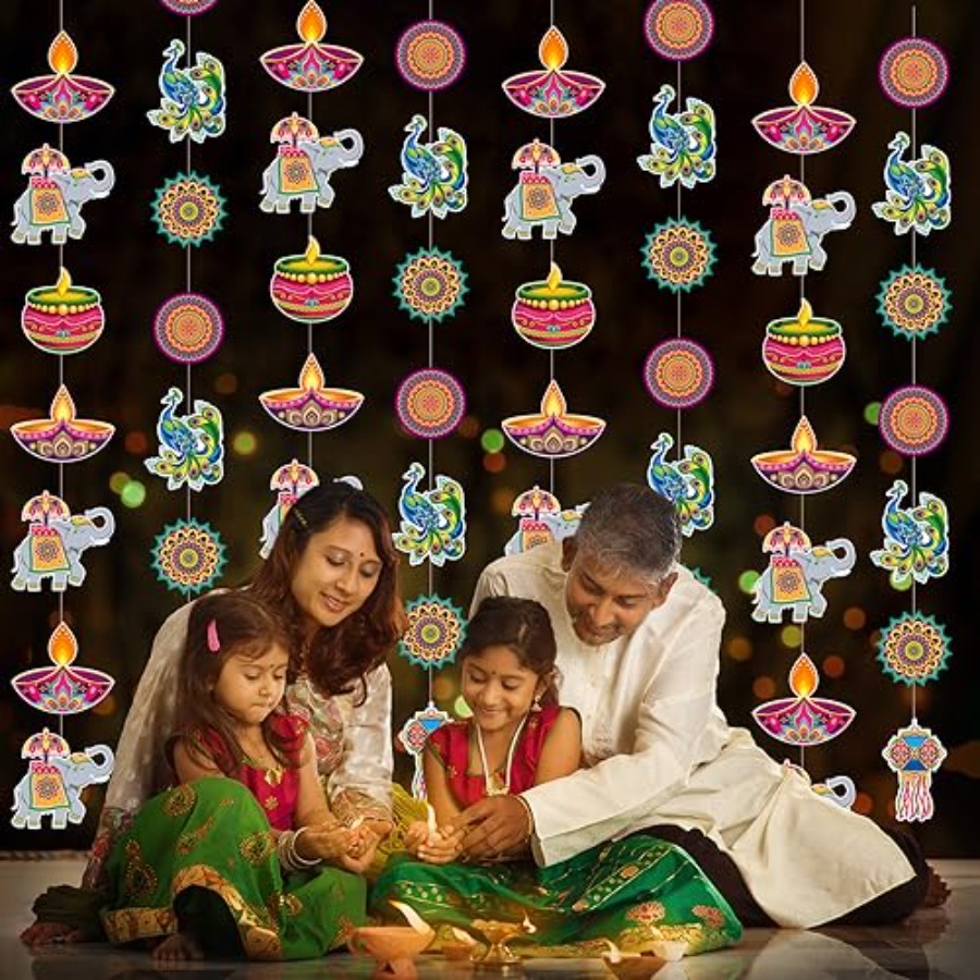 8 قطع زينة معلقة لعيد ديوالي ا - مراجعة Lighting Decoration For Diwali وسعره