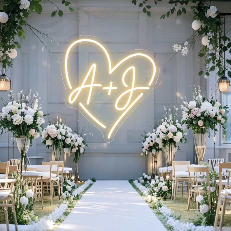 مخصص الأحرف الأولى القلب LED ا - مراجعة Lighting Decoration Wedding وسعره