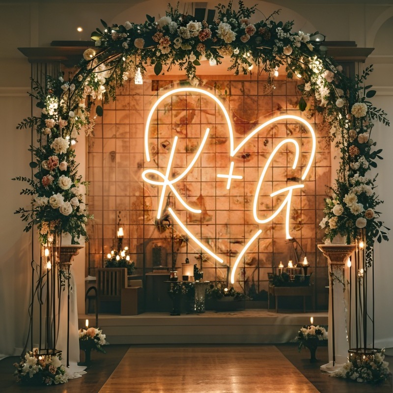 مخصص الأحرف الأولى القلب LED ا - مراجعة Lighting Decoration Wedding وسعره