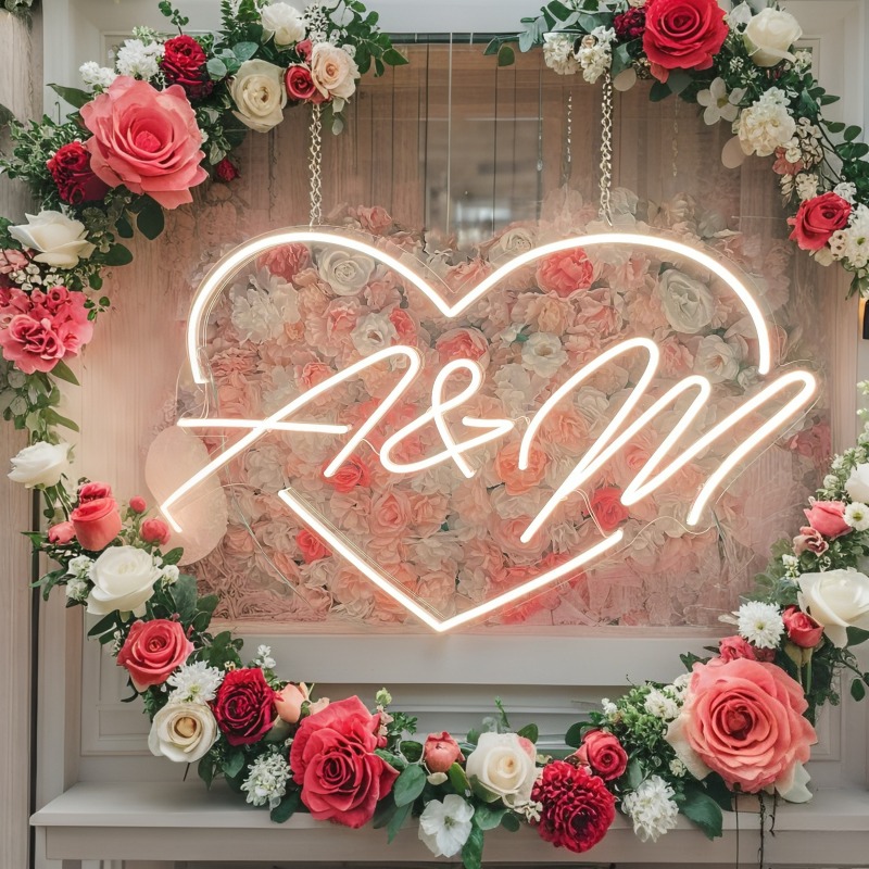 مخصص الأحرف الأولى القلب LED ا - مراجعة Lighting Decoration Wedding وسعره