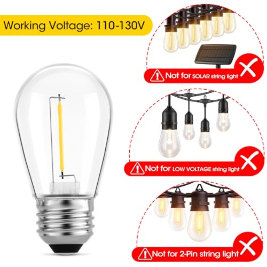 36 قطعة من مصابيح LED S14 للإض - مراجعة String Light Outdoor وسعره
