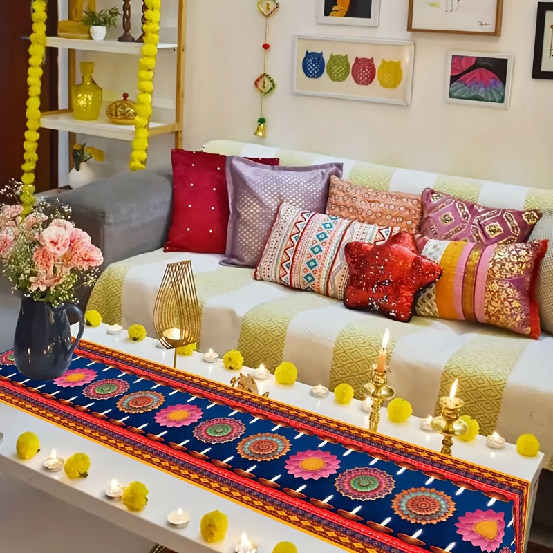 مفرش طاولة من الكتان لمهرجان د - مراجعة Lighting Decoration For Diwali وسعره