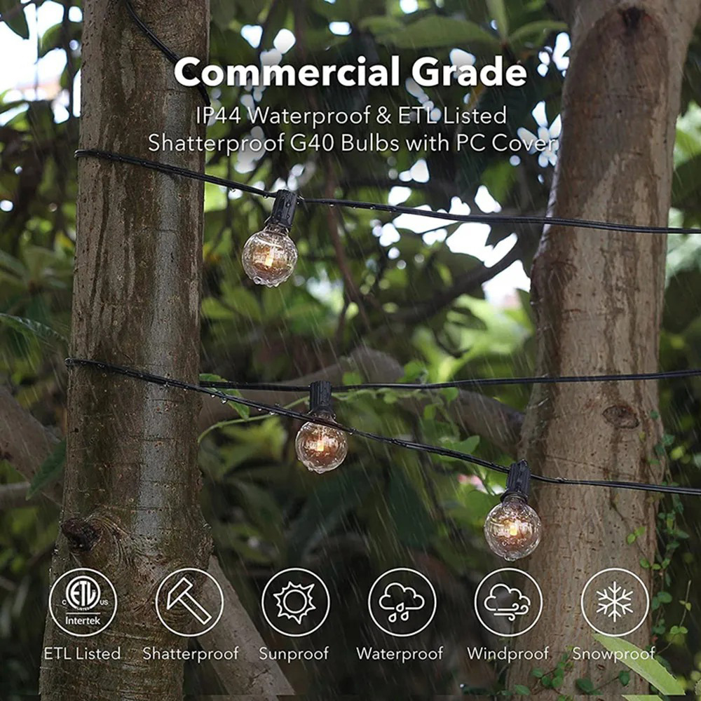 أضواء خيطية كروية G40 بطول 8 م - مراجعة String Light Outdoor وسعره