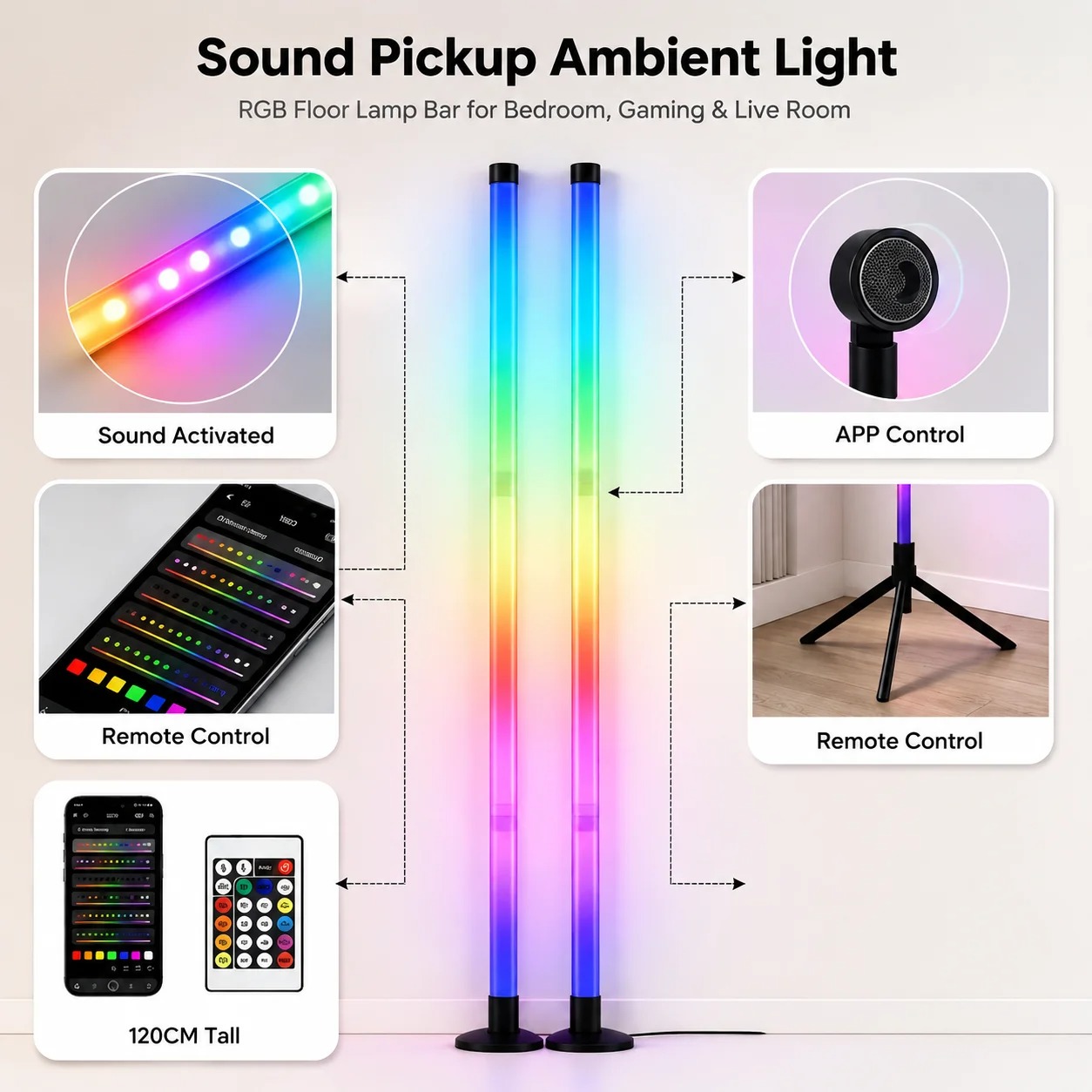 قطعتان من مصباح أرضي RGB بطول  - مراجعة Lighting Design Decor وسعره